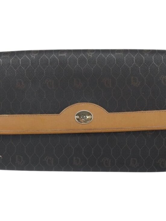 Dior Handbags - Christian Dior Honeycomb Canvas Chain Shoulder Bag PVC Black Gold Auth